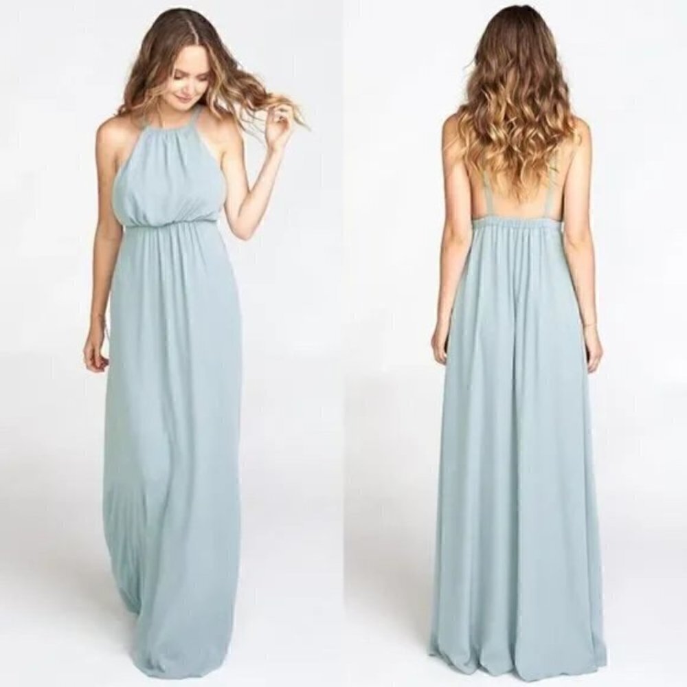 Show Me Your Mumu Amanda Maxi Bridesmaid Dress in Silver Sage Crisp Size XXL NWT - Picture 2 of 4